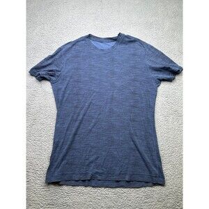 Lululemon training top men’s large navy/black stripe short sleeve